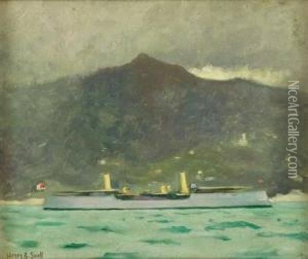 A Passing Steamship Oil Painting - Henry Bayley Snell