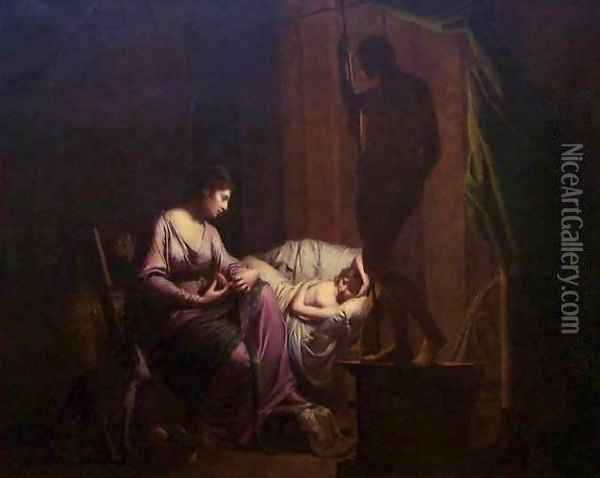 Penelope Unraveling Her Web Oil Painting - Josepf Wright Of Derby