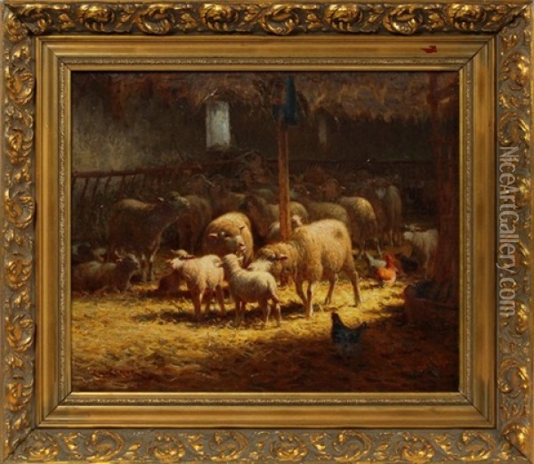 Sheepfold Oil Painting - Charles H. Clair
