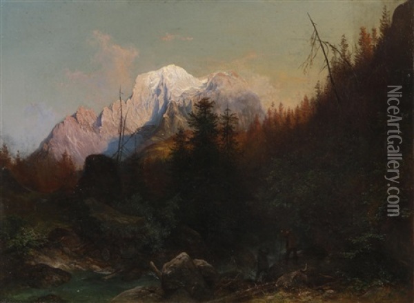 Morgen Im Hochgebirge Oil Painting - Josef Schwemminger
