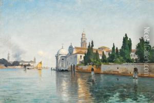 Il Camposanto A Venezia Oil Painting - Ascan Lutteroth