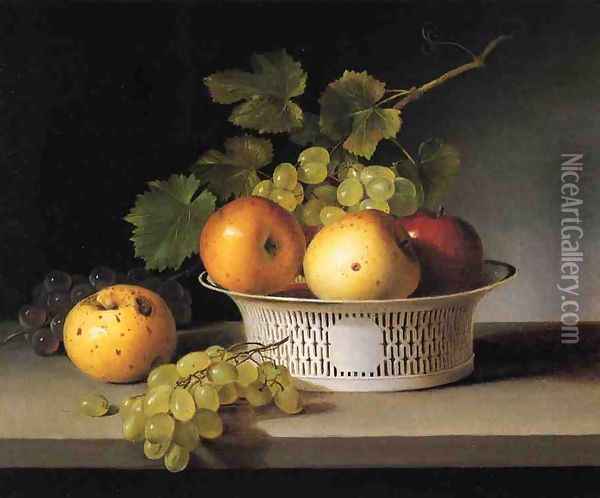 Fruit Still Life with Chinese Export Basket Oil Painting - James Peale