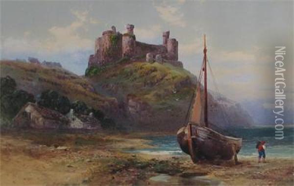 Harlech Castle, North Wales Oil Painting - Walter Arnee Frank