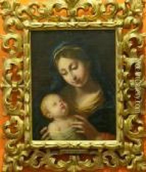 Madonna Med Barnet. Oil Painting - Giovanni Battista Salvi