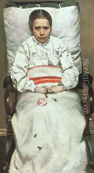 The Sick Girl 1880-81 Oil Painting - Christian Krohg