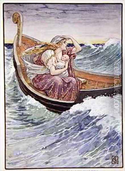 For two days and two nights the boat was tossed hither and thither Oil Painting - Walter Crane