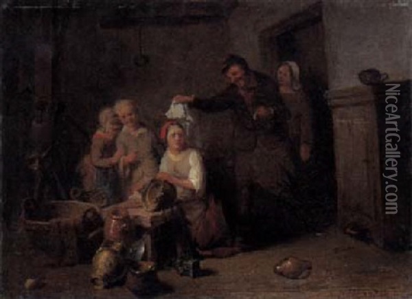 Scherz In Der Bauernstube Oil Painting - Herman Frederik Carel ten Kate