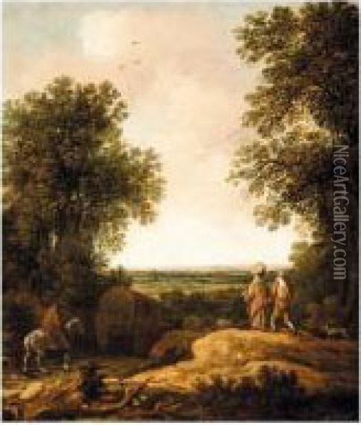 A Landscape With Waggoners Oil Painting - Pieter De Molijn