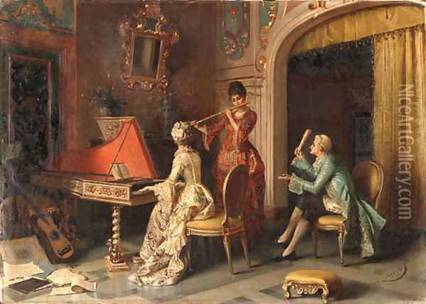 The music lesson Oil Painting - Pio Ricci