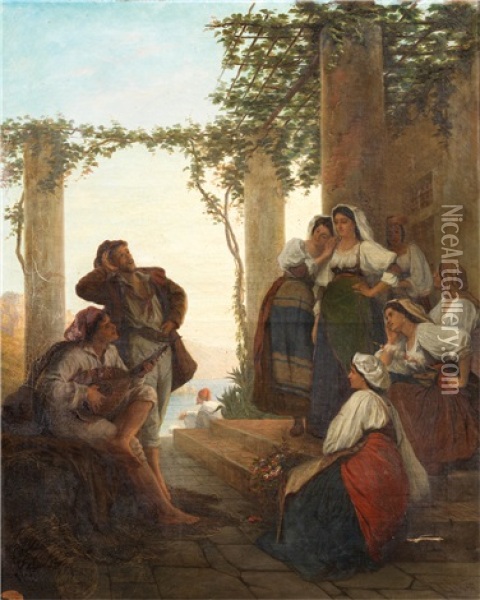 La Serenade Oil Painting - Francois Theophile Etienne Gide