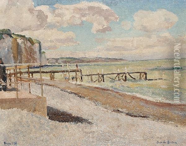 Dieppe
 Signed 'louis Le Breton' And Titled And Dated 'dieppe 1936' ,
 Oil On Board Oil Painting - Louis Lebreton