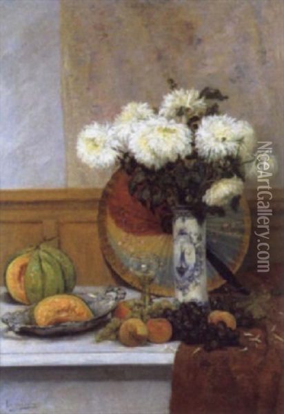 Stilleven Met Vruchten En Bloemen Oil Painting - Leopold Dykers