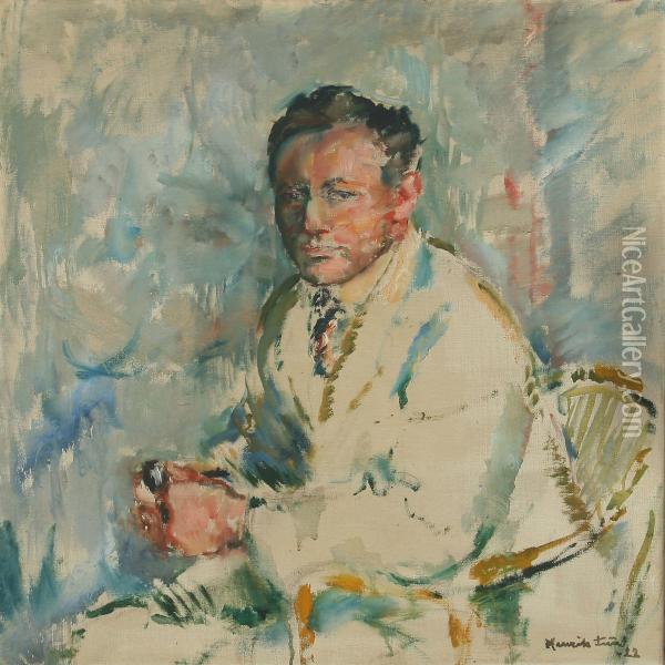Portrait Of A. Michelsen. Oil Painting - Henrik Lund