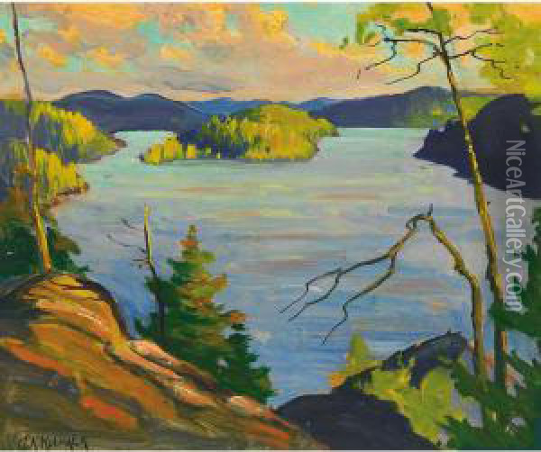 Sun Rise At The Cliff Oil Painting - George Arthur Kulmala