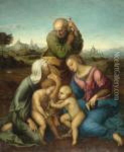 Heilige Famillie. Oil Painting - Raphael (Raffaello Sanzio of Urbino)