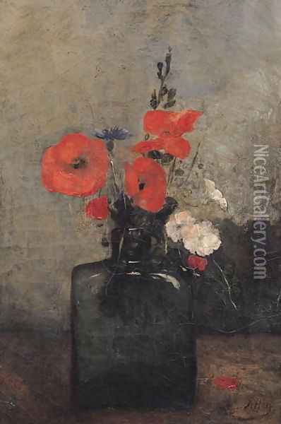 Flowers, 1857 Oil Painting - Antoine Vollon