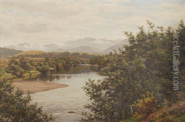 Cairngorm And The River Spey Oil Painting - John James Bannatyne