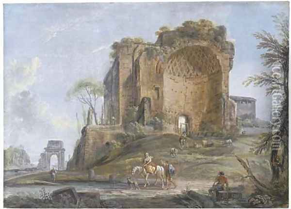 The Baths of Caracalla Oil Painting - Jean-Baptiste Lallemand