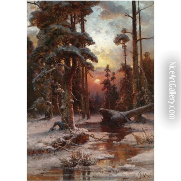 Winter Sun Oil Painting - Yuliy Yulevich (Julius) Klever