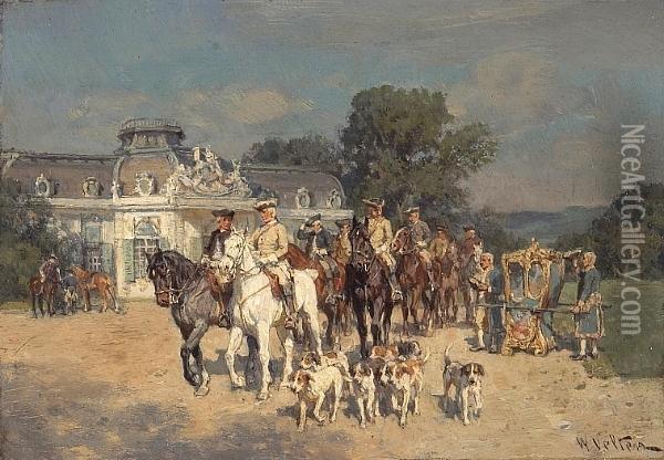 Riding Out Oil Painting - Wilhelm Velten