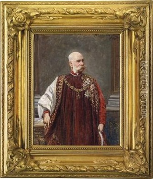 Kaiser Franz Joseph I. Von Osterreich Oil Painting - Adolf Liebscher