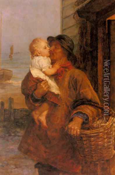 A Welcome For Daddy Oil Painting - Frederick Morgan