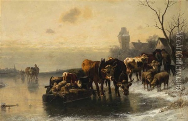 Winterliche Heimkehr Vom Viehmarkt Oil Painting - Christian Friedrich Mali