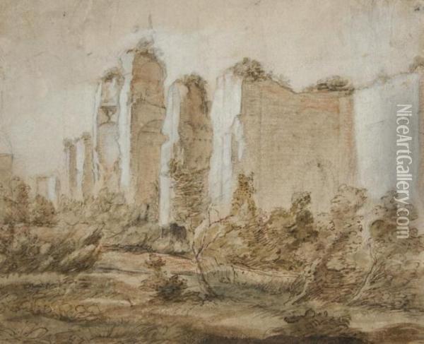 Ruines Romaines Dans Un Paysage Oil Painting - Bartholomeus Breenbergh