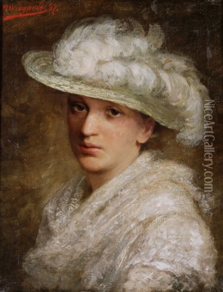 Portrait Der Braut Bertha Wiegandt (mutter Der Malerin Bertha Wiegandt) Oil Painting - Bernhard Wiegandt
