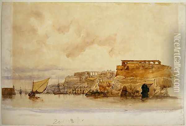 View of Valetta Malta Oil Painting - James Holland