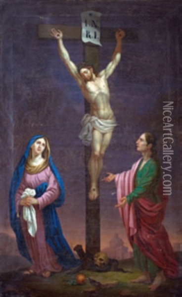 La Vierge Et Saint Jean Au Pied De La Croix Oil Painting - Lorenz Justin Ritz