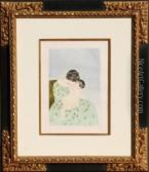 Mother's Kiss Oil Painting - Mary Cassatt