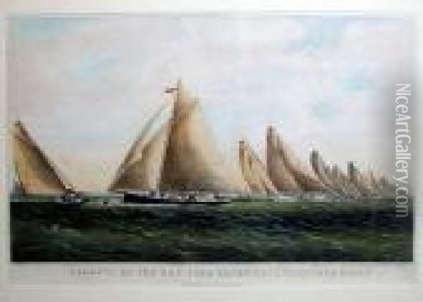 Regatta Of The New York Yacht Club Oil Painting - Currier & Ives Publishers