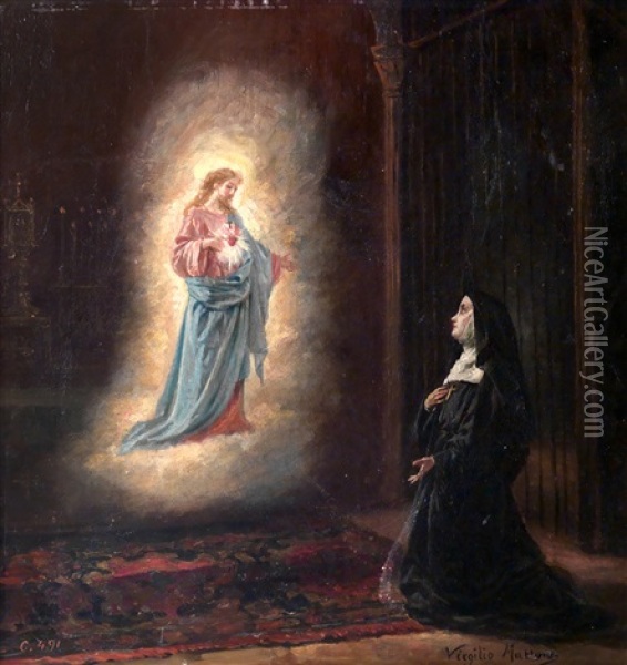 Aparicion De Cristo A Una Monja Oil Painting - Virgilio Mattoni de la Fuente