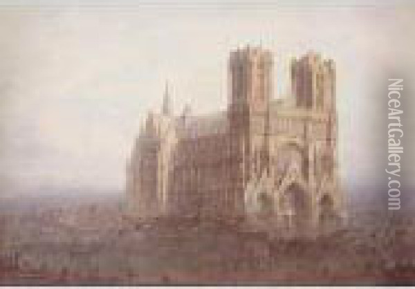 Rheims Cathedral Oil Painting - Frederick E.J. Goff