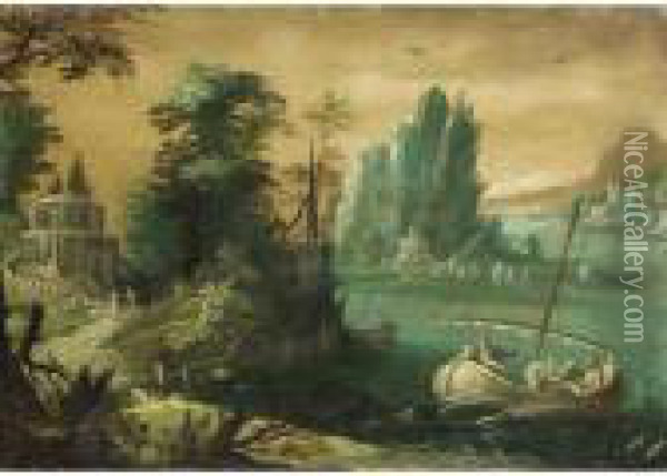 Landscape With The Miraculous Draft Of Fish Oil Painting - Paul Bril