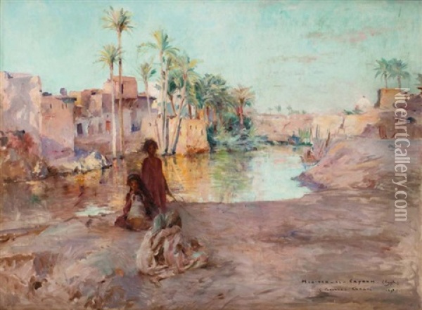 Jeune Garcon Medineh-el- Fayoum, Egypte Oil Painting - Georges Gaste