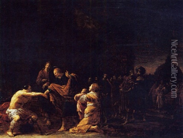 The Healing Of The Lame Man By Saints Peter And John Oil Painting - Leonard Bramer