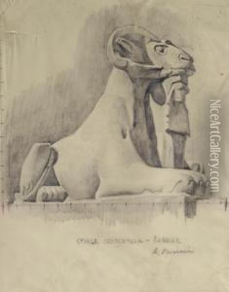 Sfinge Criocefala - Karnak Oil Painting - Alberto Pasini