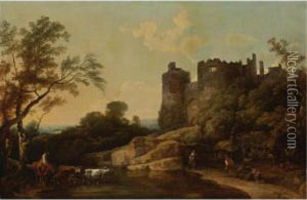 View Of Harlech Castle, Wales Oil Painting - Philip Jacques de Loutherbourg