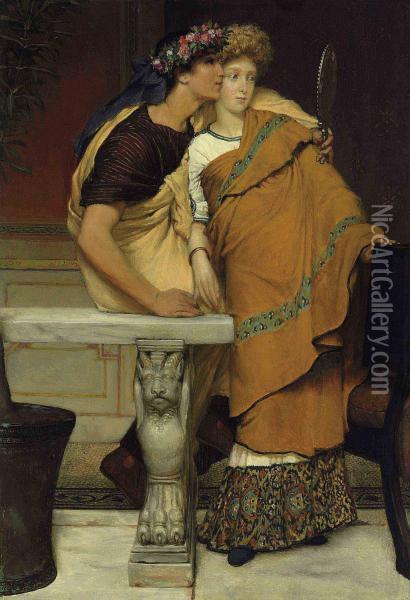 The Mirror Oil Painting - Sir Lawrence Alma-Tadema