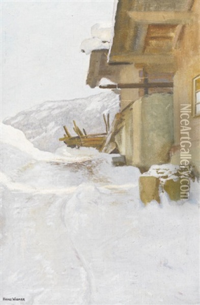Winterliche Hauspartie In Den Bergen Oil Painting - Hans Widmer