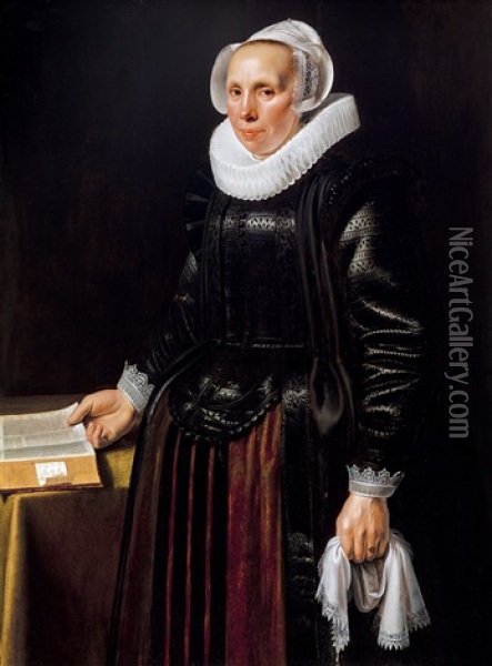 Female Portrait Oil Painting - Nicolaes Eliasz Pickenoy