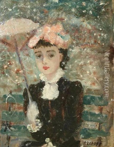Lady With A Parasol Oil Painting - Alexis Pawlowitsch Arapoff