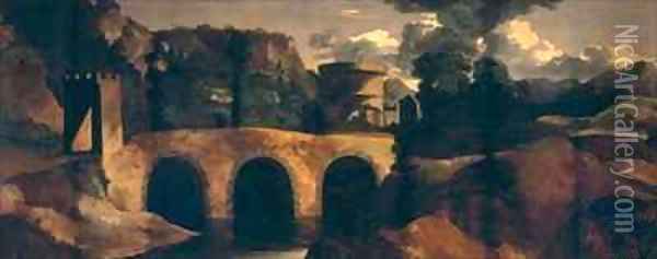 Landscape with Lucano Bridge Oil Painting - Gaspard Dughet