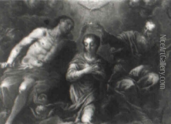 Coronation Of The Virgin Oil Painting - Pierre Jean Joseph Verhaghen