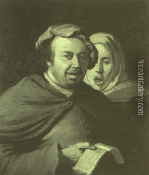 Man And Woman Singing Oil Painting - Jan Miense Molenaer