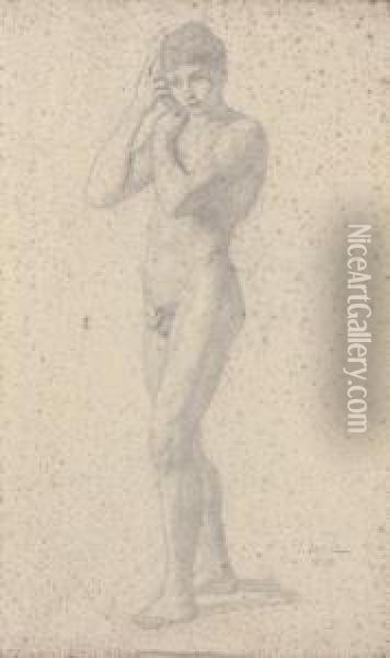 A Young Male Nude Oil Painting - Julius Schnorr Von Carolsfeld