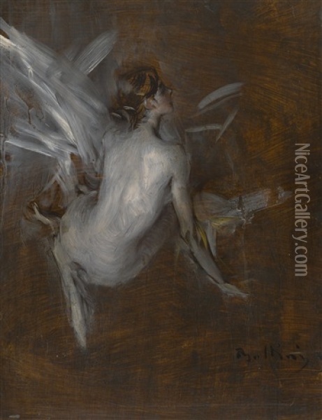 Nude Model (recto); Caleche (verso): A Double-sided Work Oil Painting - Giovanni Boldini