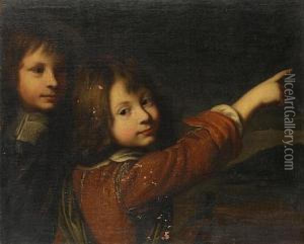 Portrait Of Two Young Boys Oil Painting - Wallerand Vaillant